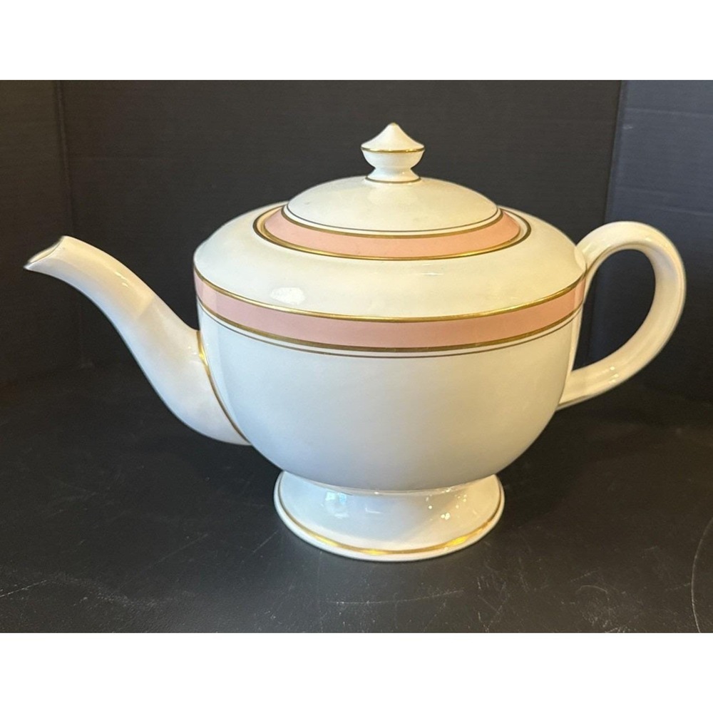 Royal Worcester Howard Pink Gold Trim Teapot Tea Pot England Vintage Retro MCM